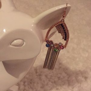 Fashion Rose-tone & Gem  drop Earrings